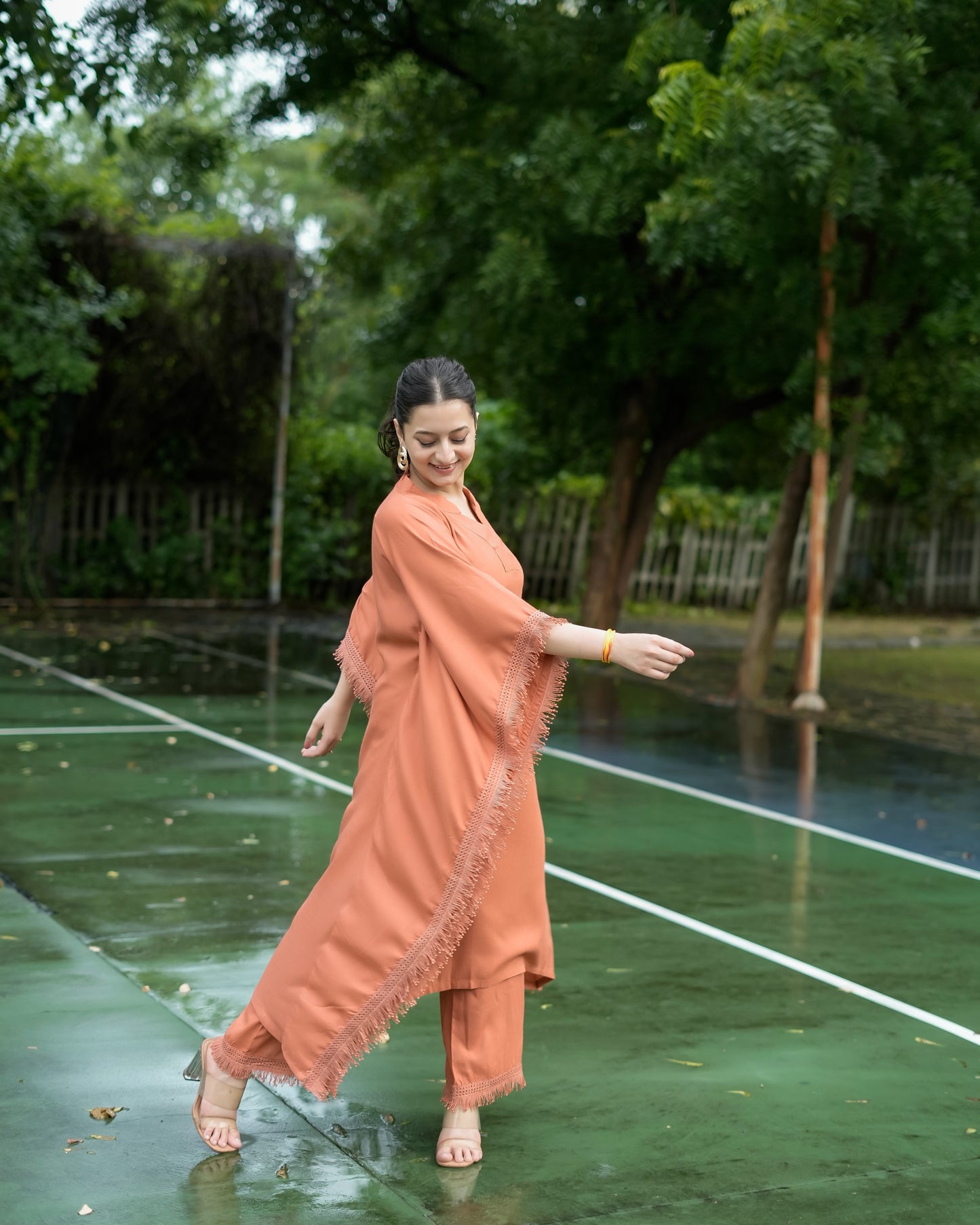 दिशा’s Sienna Brown Kaftan Set