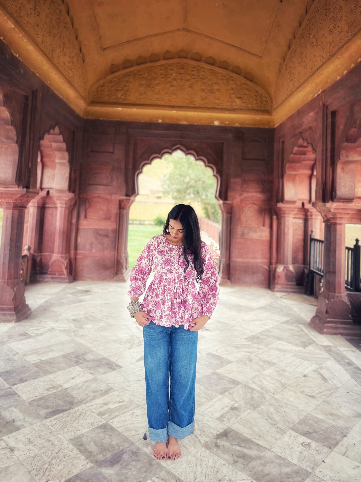 दिशा's Peplum Style Floral Print Short Kurti