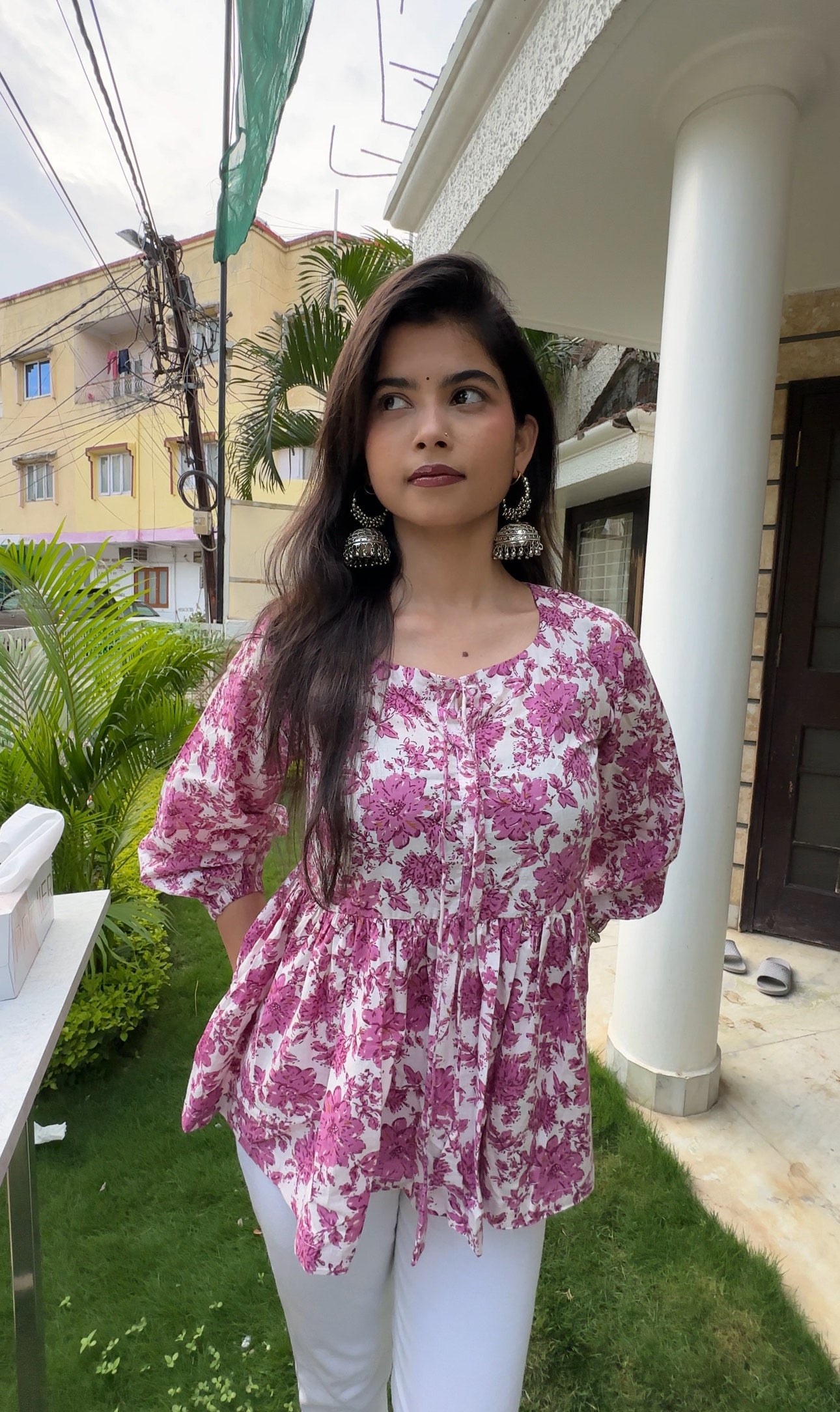 दिशा's Peplum Style Floral Print Short Kurti