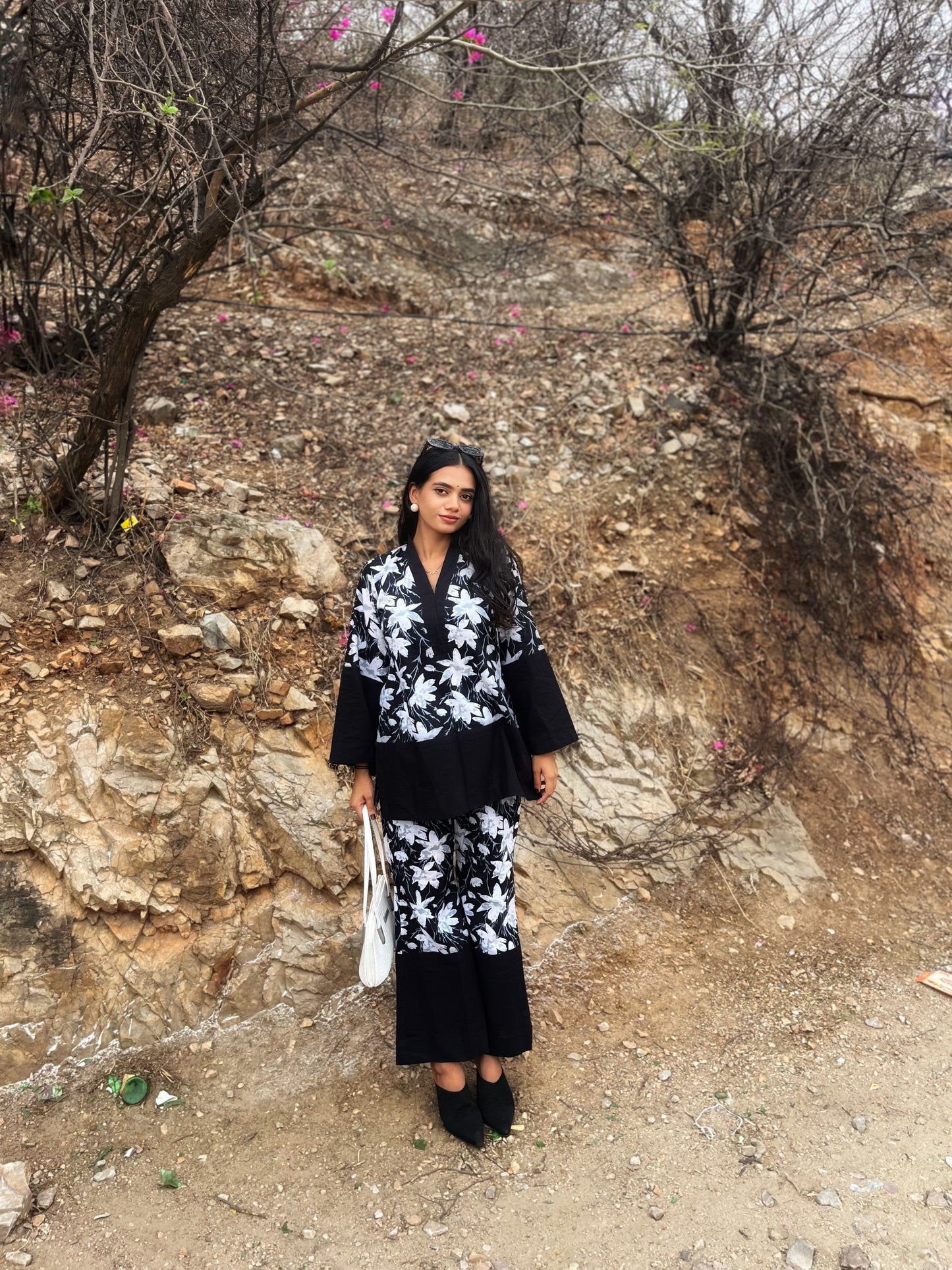 दिशा's Blossom Flower Black Coord set