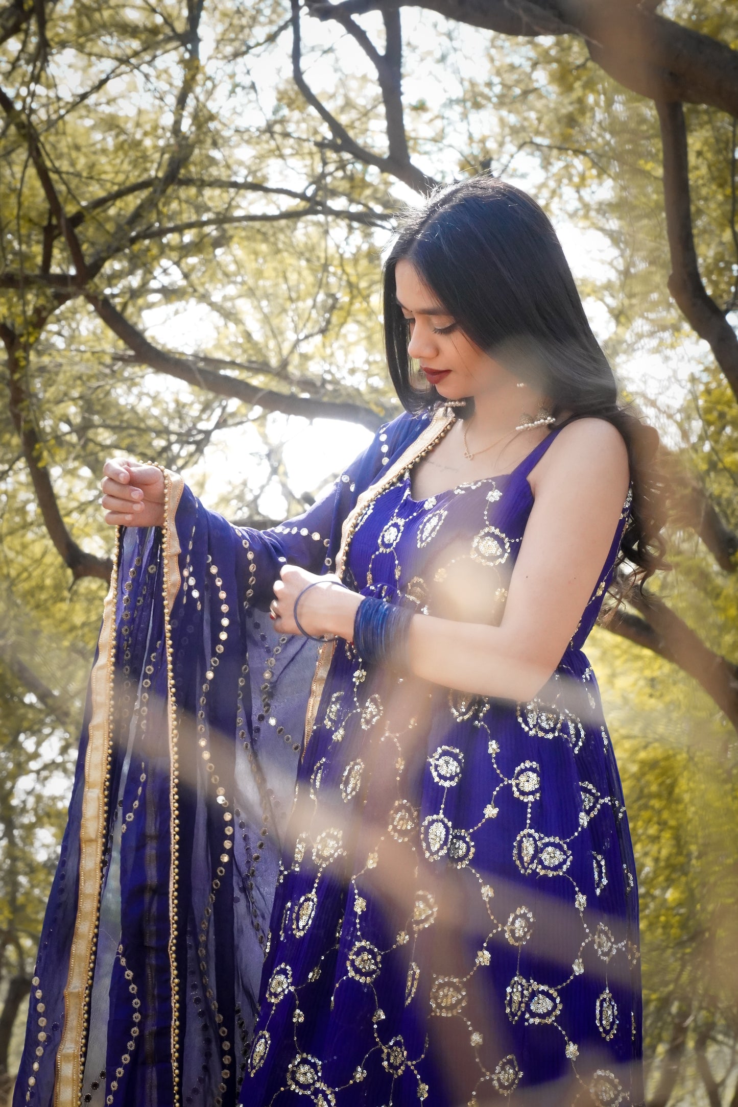 दिशा's Royal Blue Up and Down Kurti Set