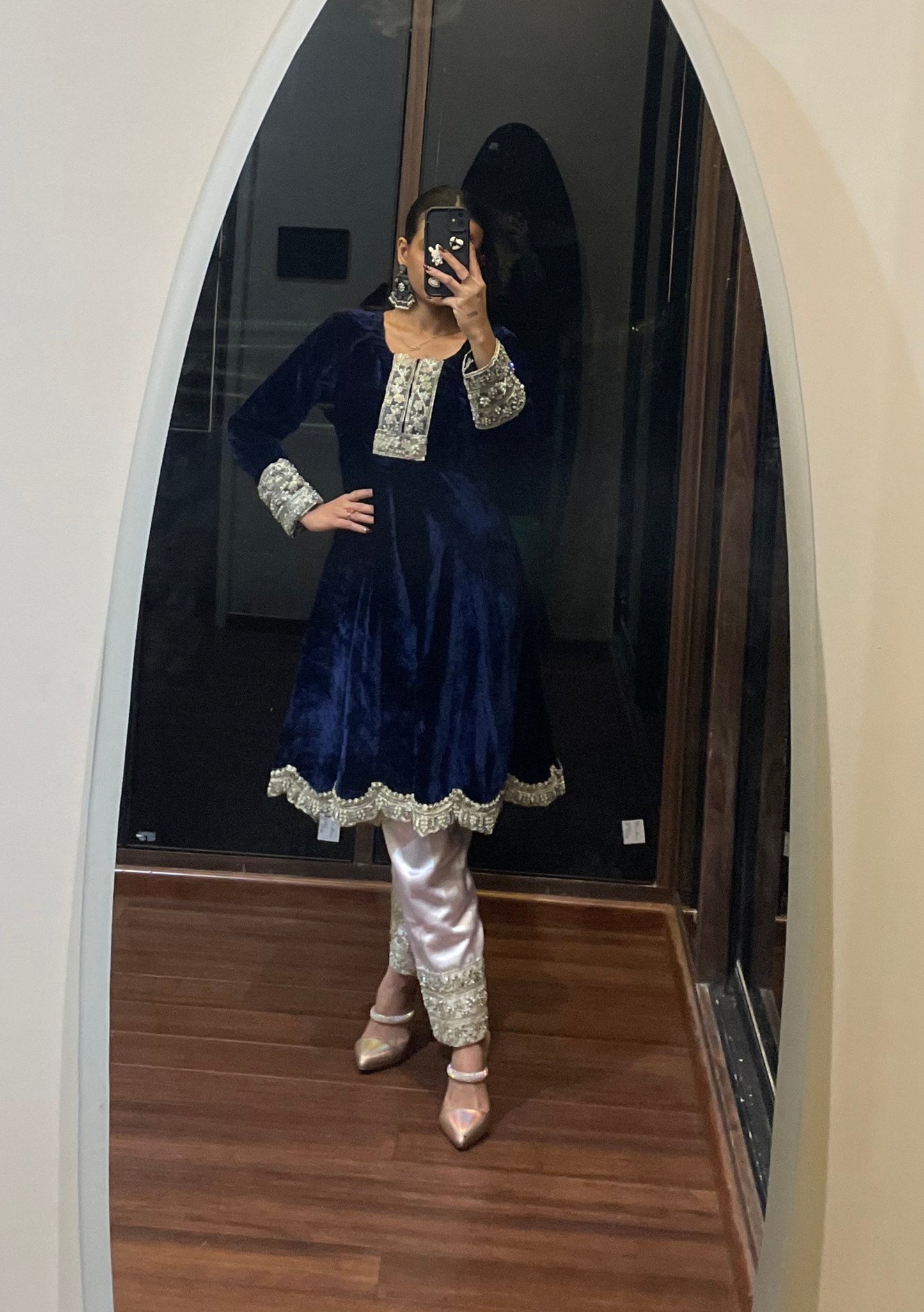 दिशा's Indigo Velvet Suit