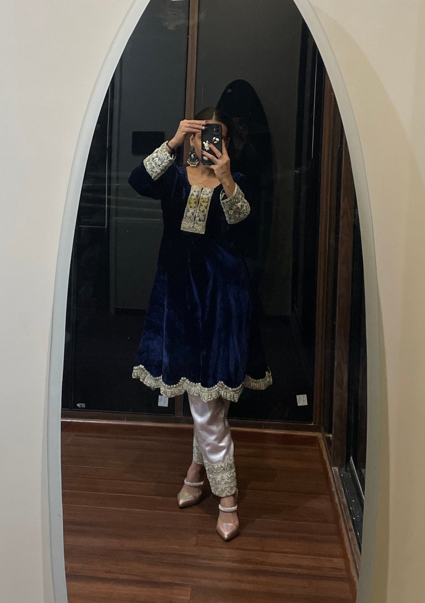 दिशा's Indigo Velvet Suit