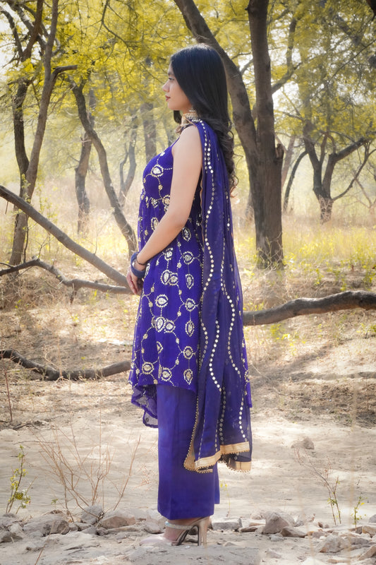 दिशा's Royal Blue Up and Down Kurti Set